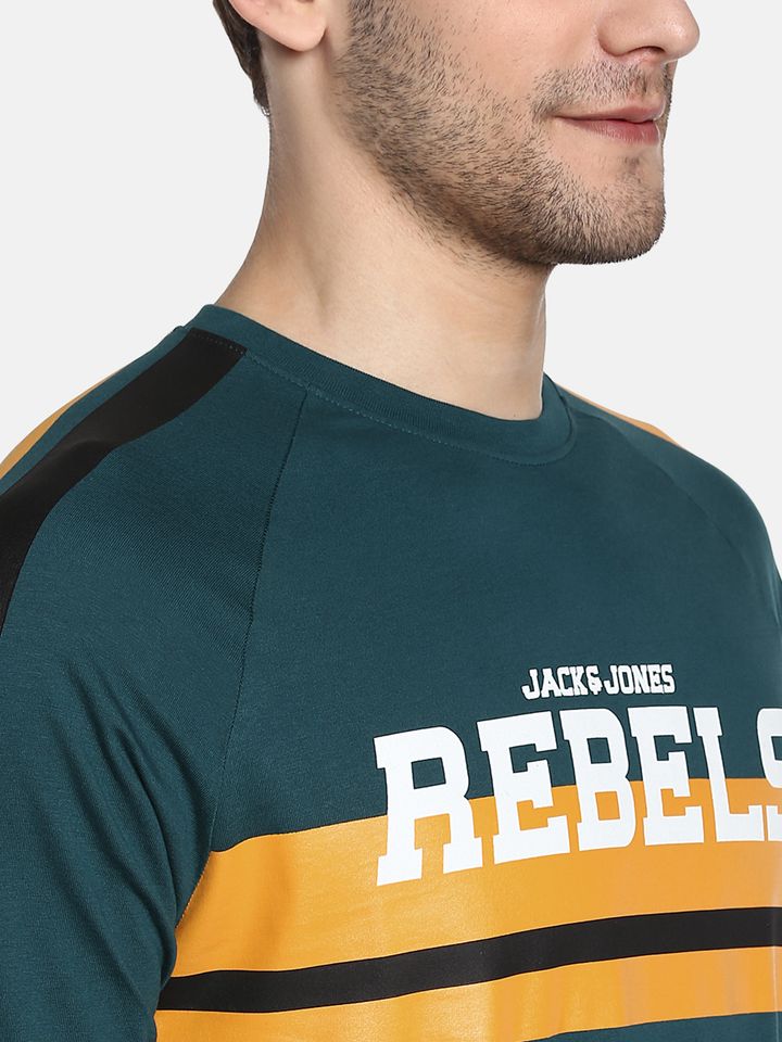 Jones Men Green Printed Round Neck 