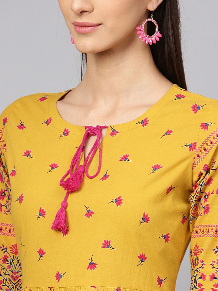 Yellow and pink online combination dress