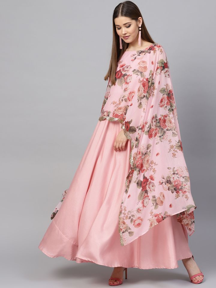 Ahalyaa pink clearance printed anarkali