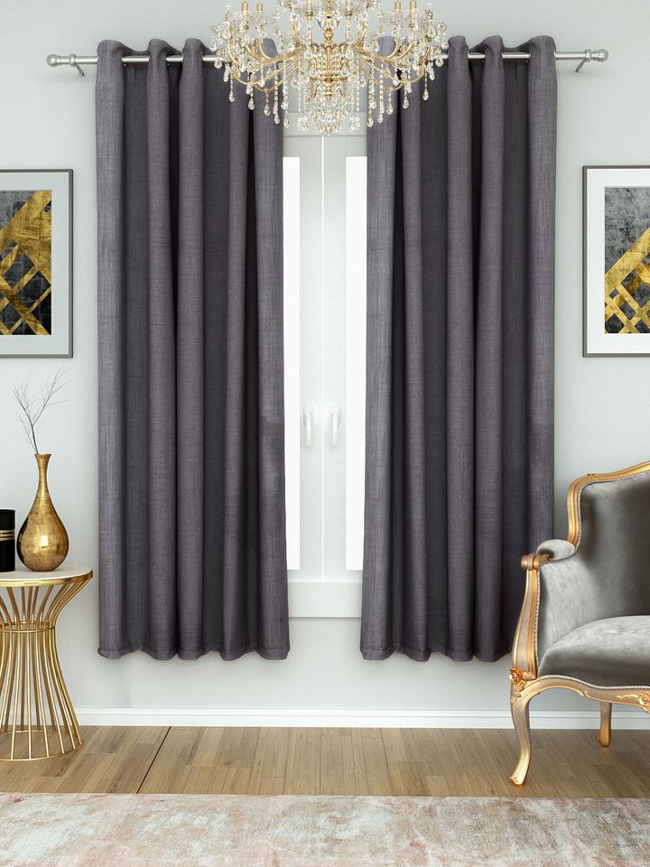 Buy Aura Charcoal Grey Single Jacquard Self Design Window Curtain Curtains And Sheers For Unisex 8930877 Myntra