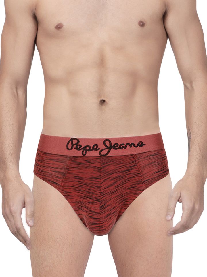 Buy Pepe Jeans Men Maroon Printed Contour Briefs 8904311302599