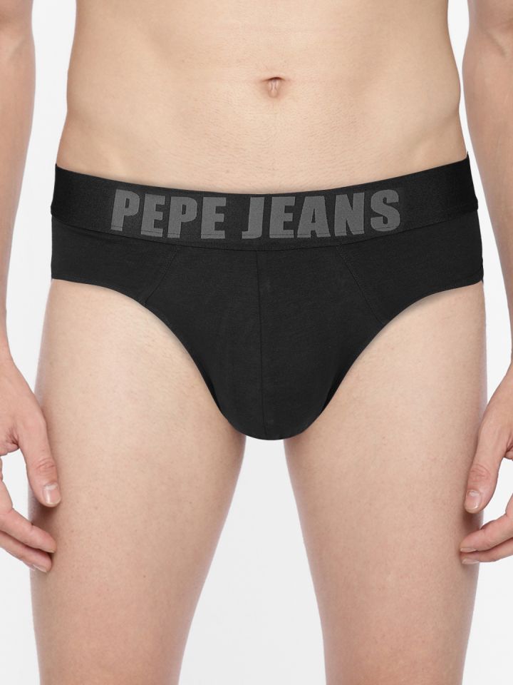 Buy Pepe Jeans Men Black Solid Basic Briefs 8904311302285 - Briefs for Men  8936435