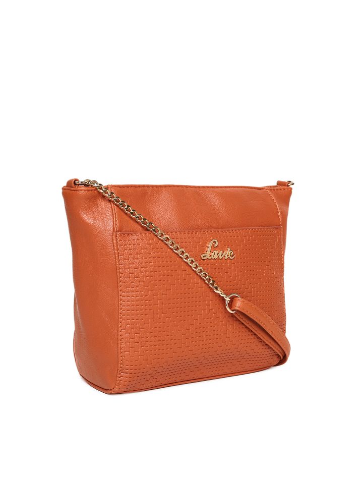 Lavie Orange Textured Shoulder Bag