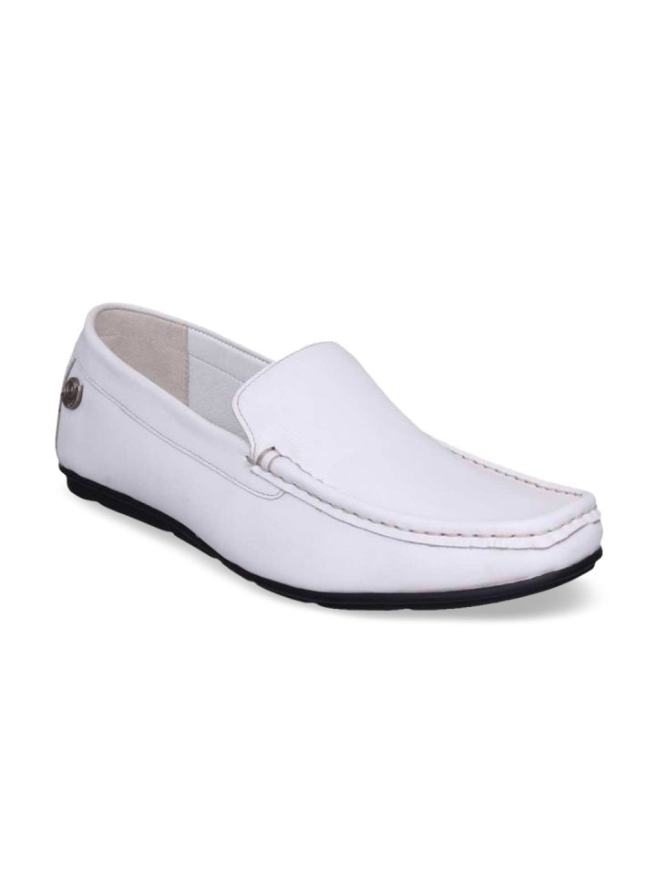 Buy ID Men White Leather Loafers 