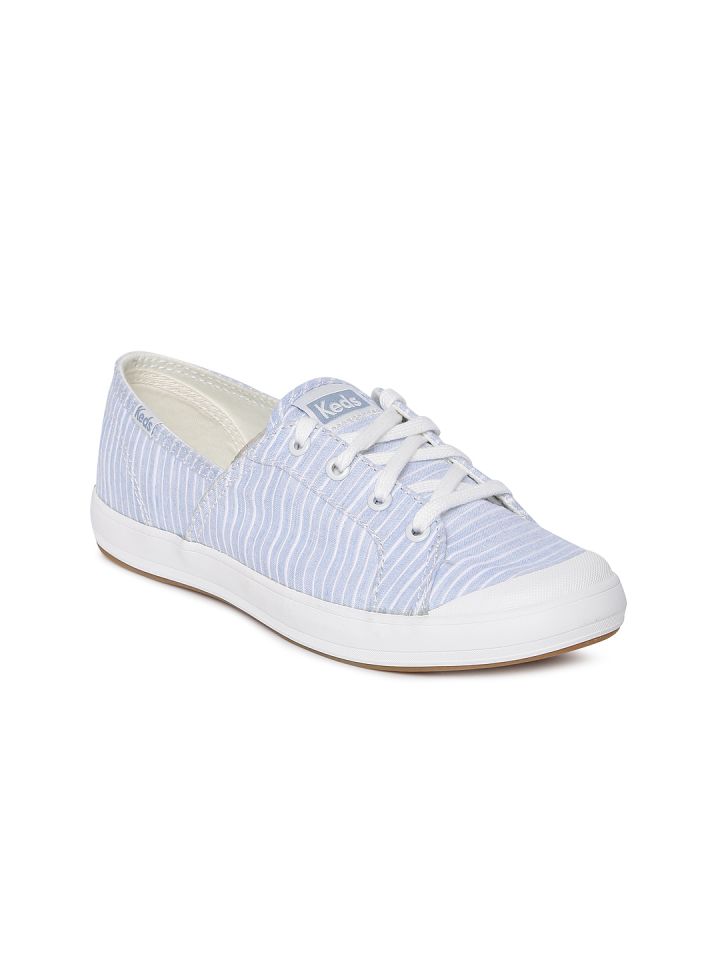 Women Blue \u0026 White Striped Sneakers 