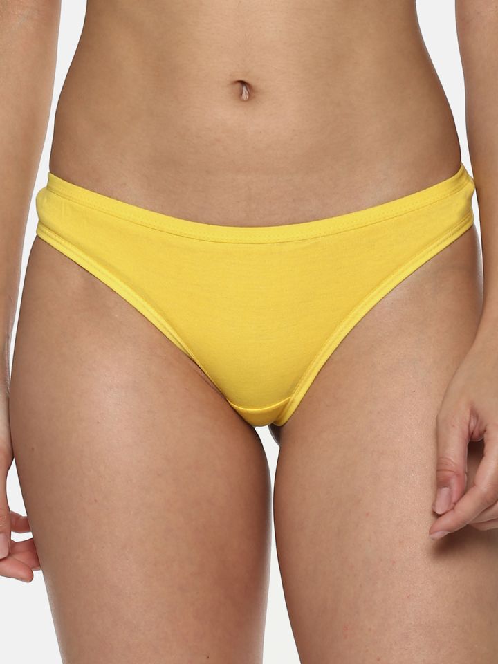 Buy Leading Lady Sunny Women Yellow Solid Thongs - Briefs for Women 8971771