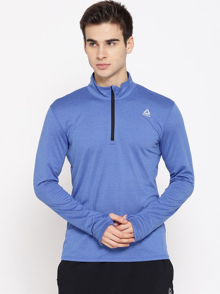Buy Reebok Men Blue Solid Quarter Zip 