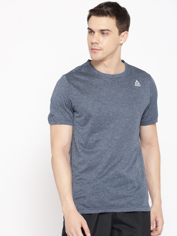 Buy Reebok Men Navy Blue Self Design Wor Melange Tech Top Training T Shirt Tshirts For Men 8973747 Myntra