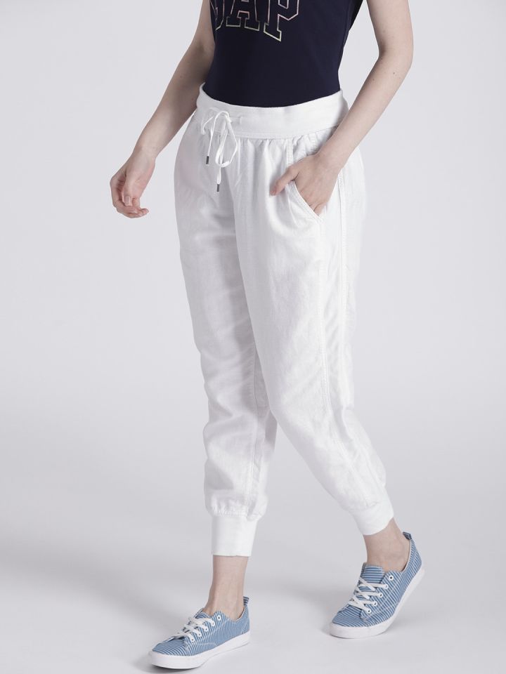 drawstring joggers in linen