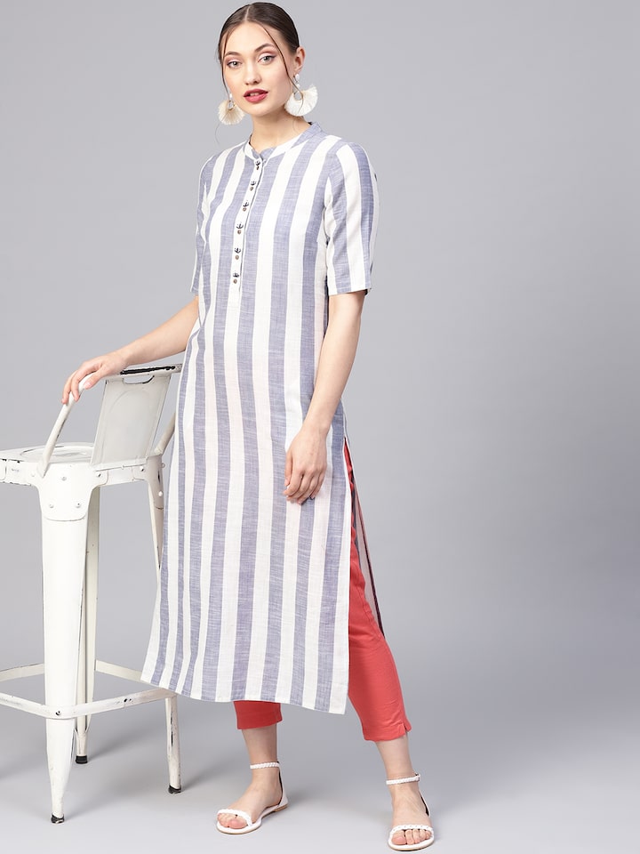 Stylish Striped Kurti Designs for Plus Size Women From Day to Night