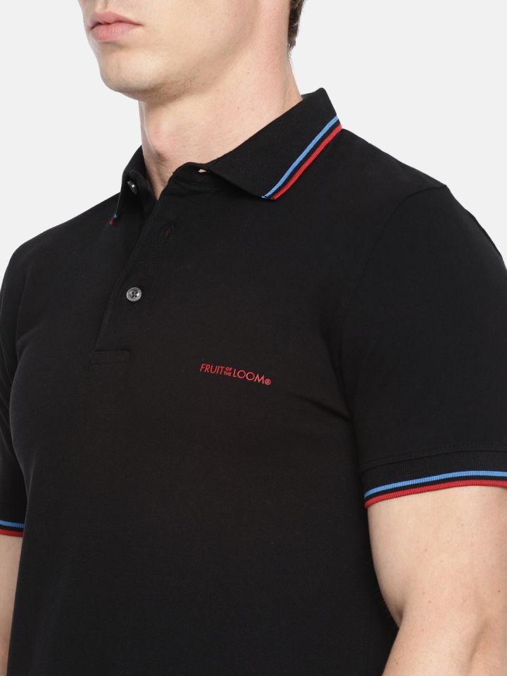 Fruit of the loom black polo shirt hotsell