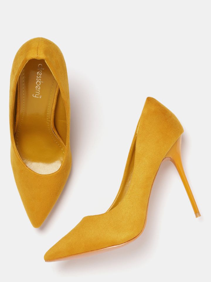 Buy DressBerry Women Mustard Yellow Solid Pumps Heels for Women