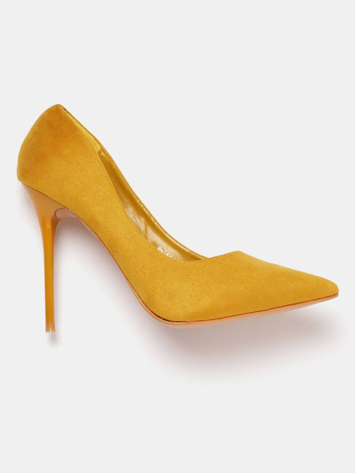 Buy DressBerry Women Mustard Yellow Solid Pumps Heels for Women