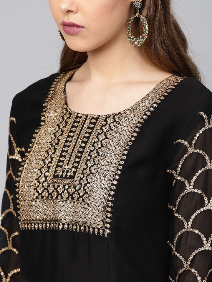 Inddus outlet black anarkali