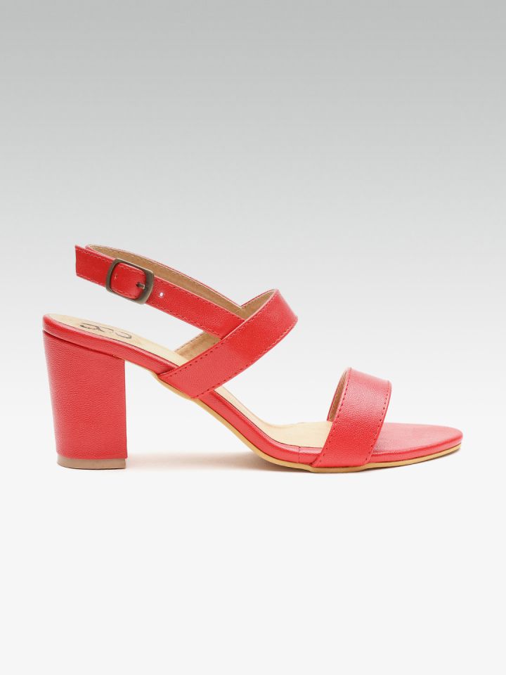 womens red block heels
