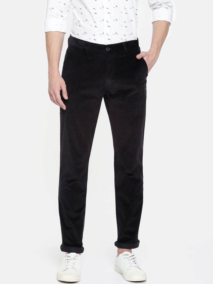 Buy Men Black Low Rise Bronson Slim Fit Corduroy Casual Trousers at  Amazonin