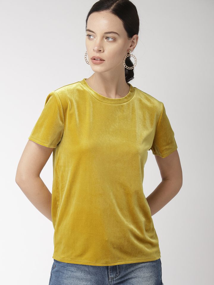 Yellow velvet shirt best sale