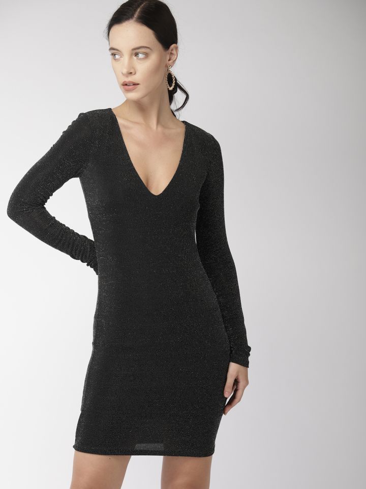 Buy FOREVER 21 Women Black Self Design Shimmery Bodycon Dress