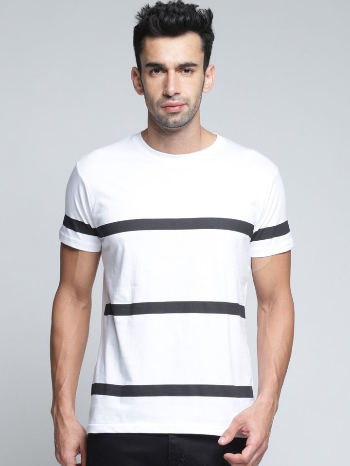 Buy Dillinger Men White Striped Round Neck T Shirt Tshirts For