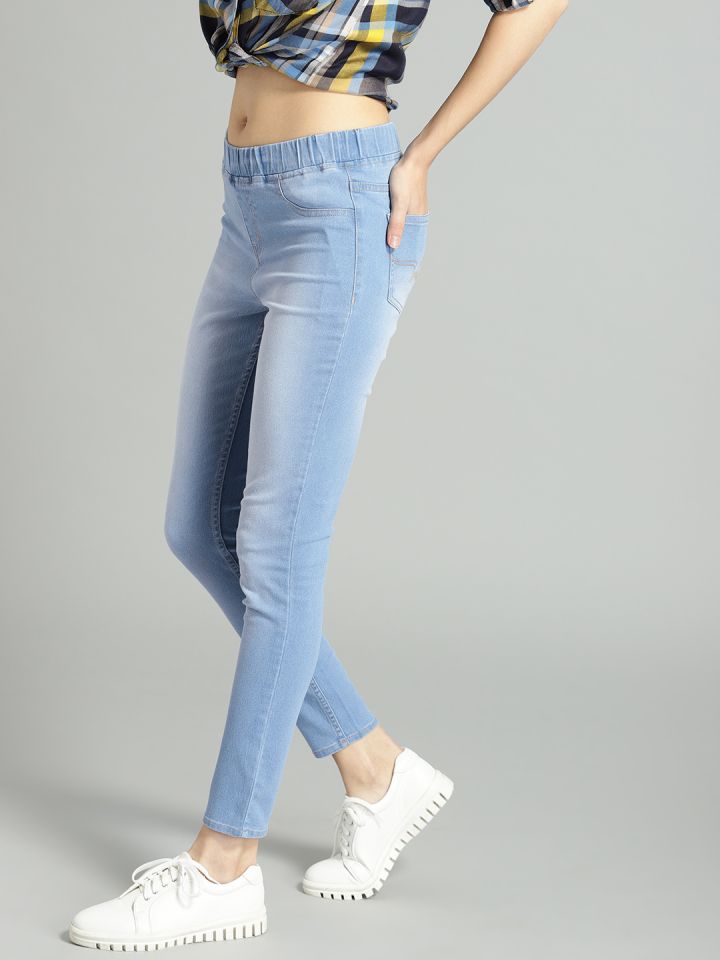 Buy Outerwear Women Blue Solid Denim Jeggings (XL) Online at Best Prices in  India - JioMart.