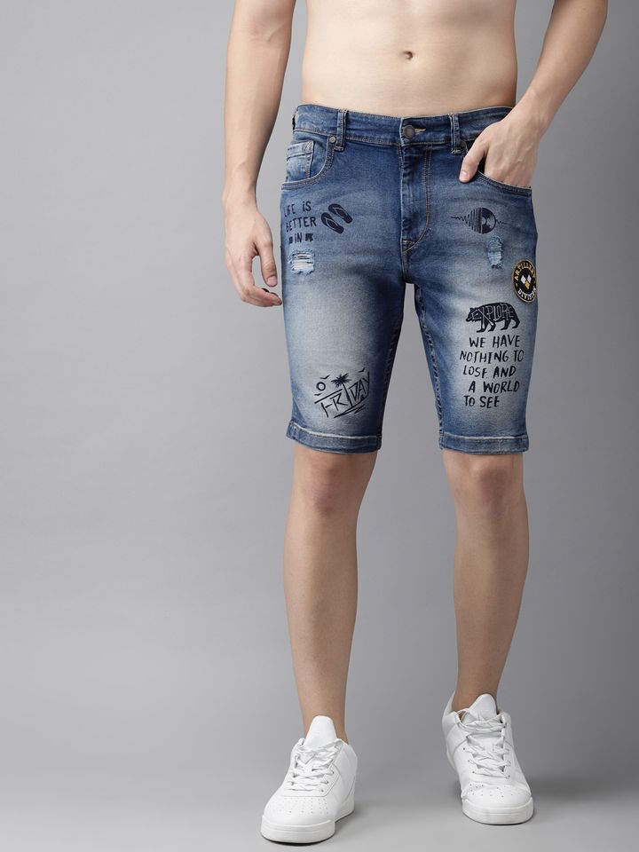 denim shorts myntra
