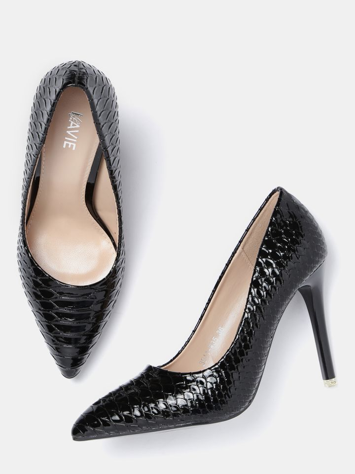 Black online snakeskin heels