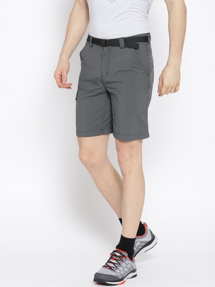 Buy Columbia Men Charcoal Grey Solid Battle Ridge Ll Cargo Shorts