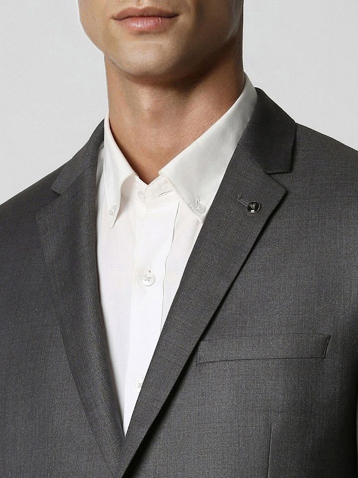 Buy Van Heusen Men Grey Solid Single Breasted Two Piece Suit