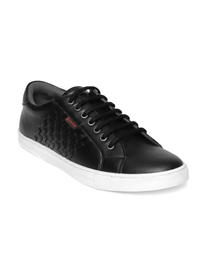 Duke Men Black Basketweave Textured Sneakers