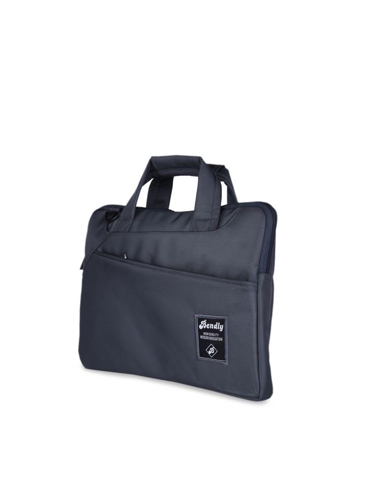 Bendly Unisex Grey Solid Laptop Bag