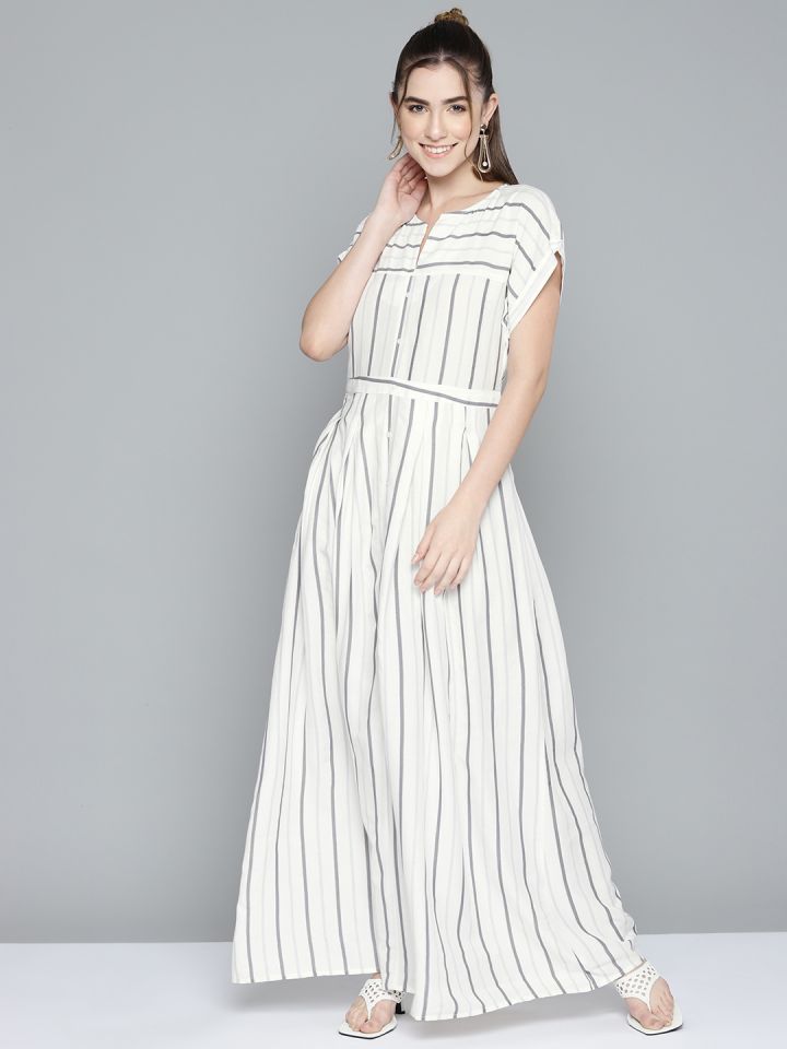 Grey and white best sale striped maxi dress
