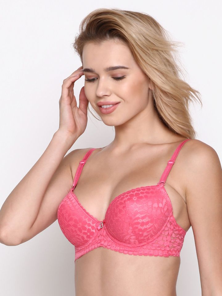 Buy Shyaway Pink Lace Underwired Lightly Padded Push Up Bra S037