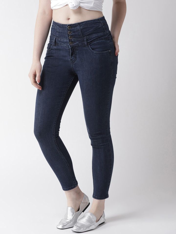 Buy Madame Women Blue Skinny Fit High Rise Clean Look Stretchable