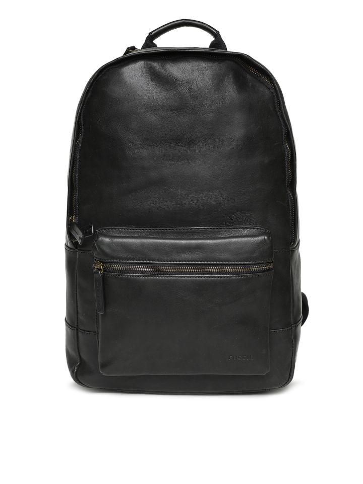 Buy Fossil Men Black Solid Leather Backpack - Backpacks for Men 9150873 |  Myntra