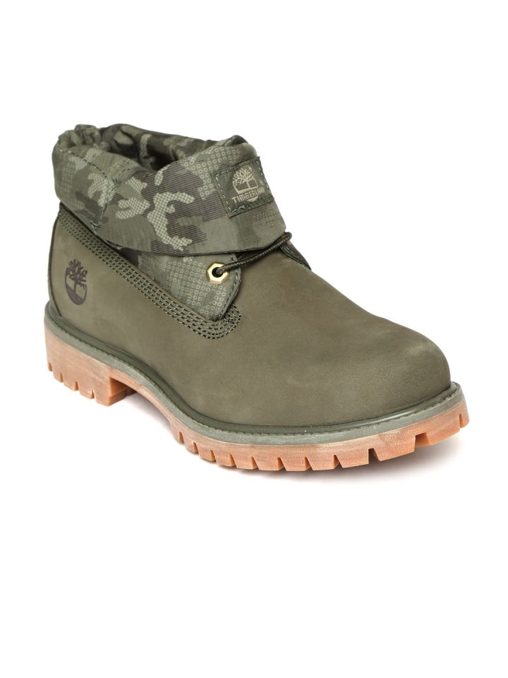 Buy Timberland Men Olive Green Af Roll Top Flat Boots Boots for