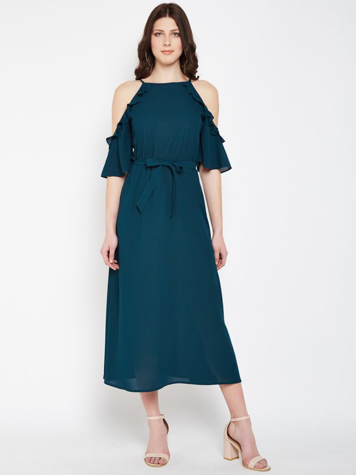 teal blue color dress
