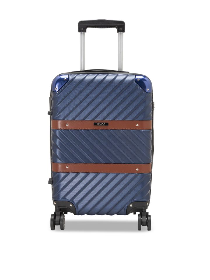 ZEVOG Blue Textured Vitton Hard Sided Cabin Trolley Suiitcase