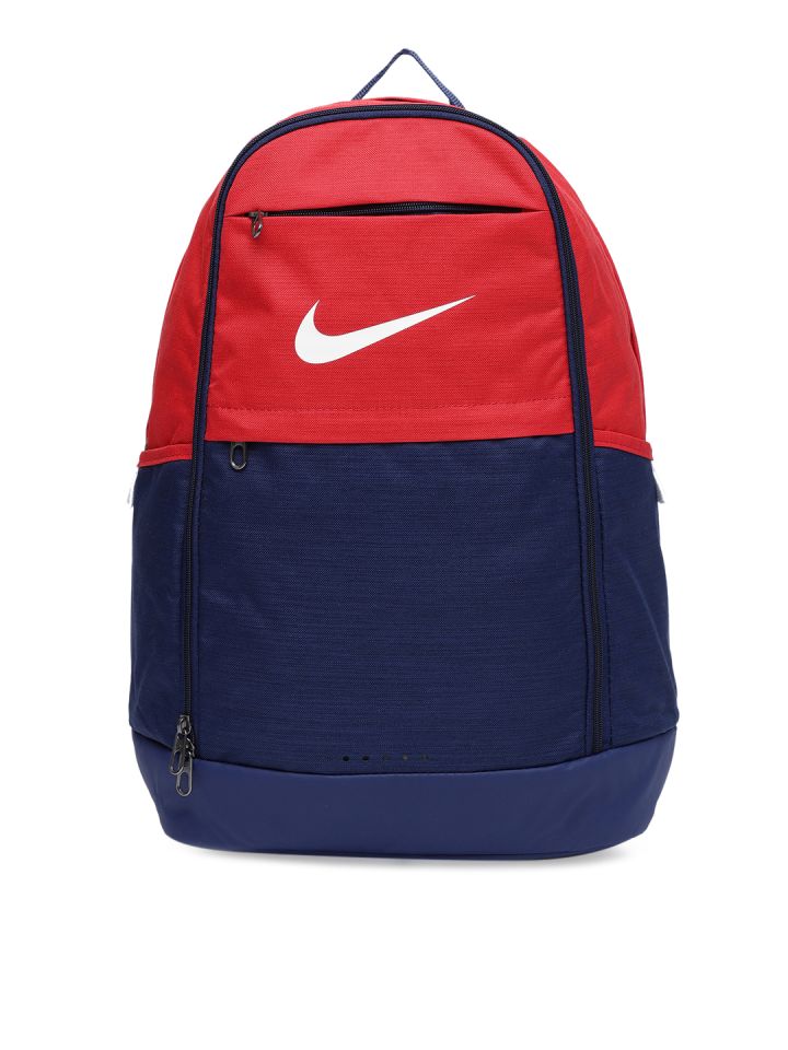 Nike Unisex Red Navy Blue Brsla Colourblocked Backpack