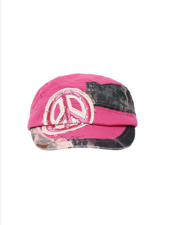 pink and black baseball cap
