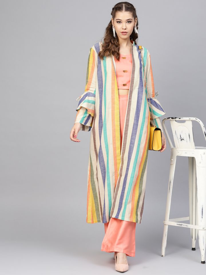 crop top palazzo with jacket myntra