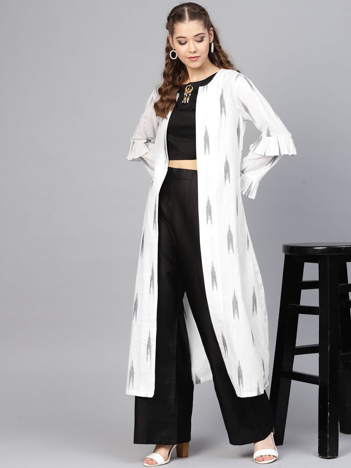 crop top palazzo with jacket myntra