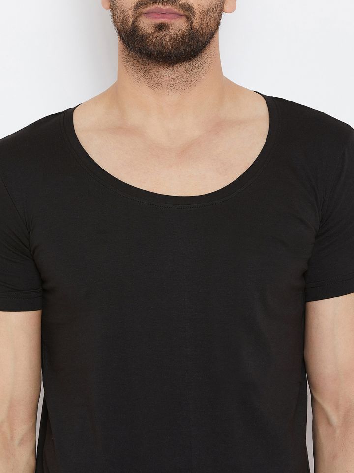 Buy FUGAZEE Men Black Solid Scoop Neck T Shirt Tshirts for Men