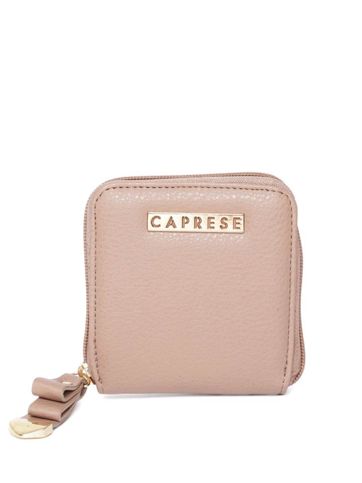 Buy Caprese Women Nude Coloured Solid Zip Around Wallet Wallets
