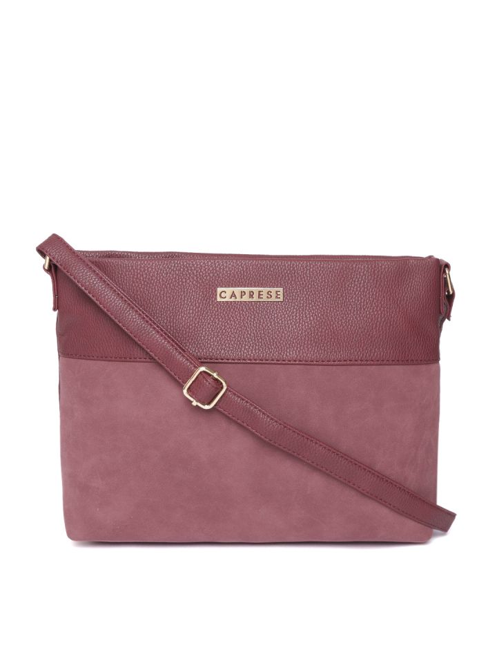 Buy Caprese Maroon Solid Sling Bag Handbags for Women 9204427