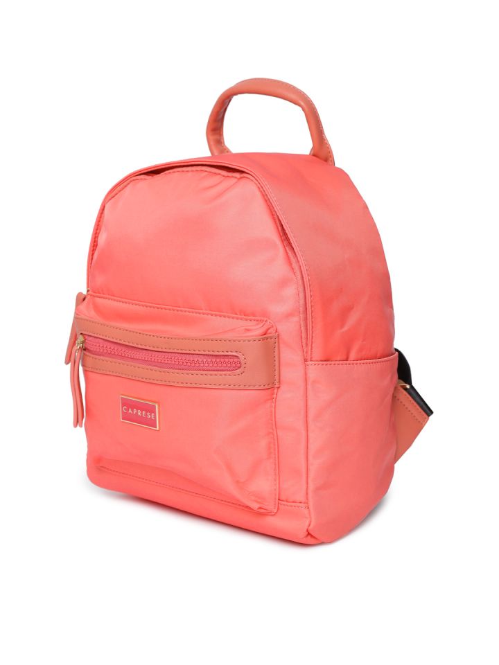 Buy Caprese Women Peach Coloured Solid Backpack Backpacks for