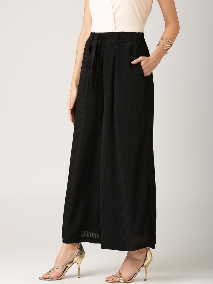 Black palazzo pants on sale myntra