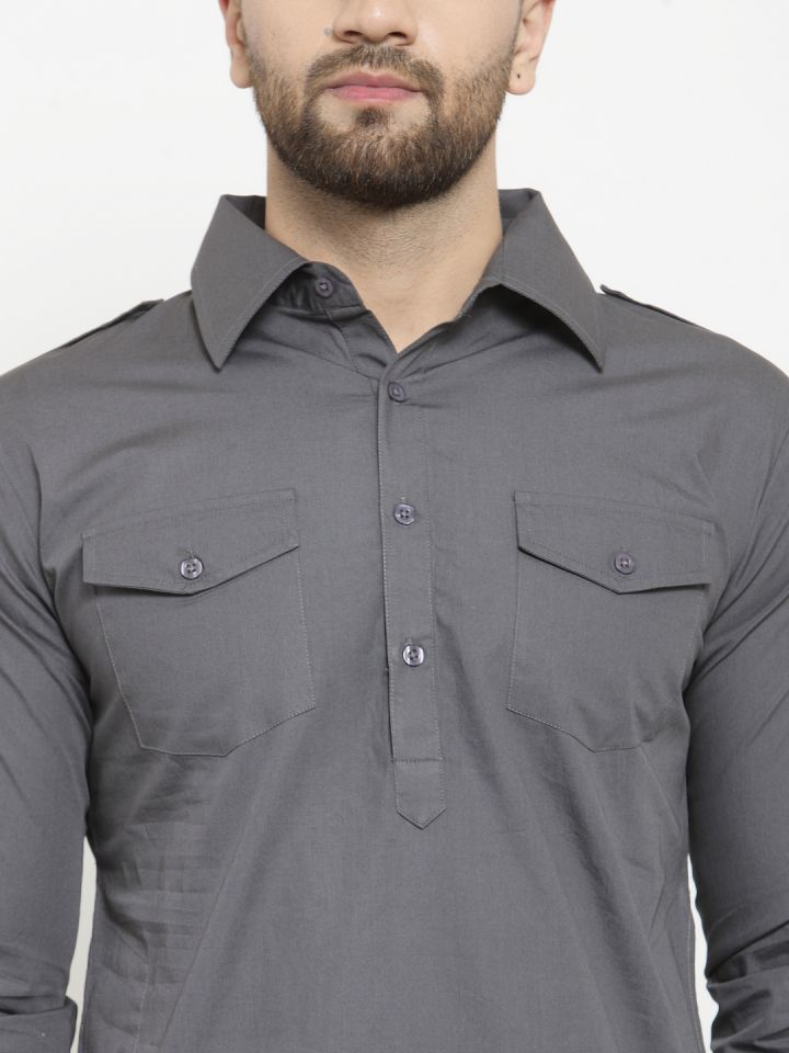 Grey cheap pathani kurta
