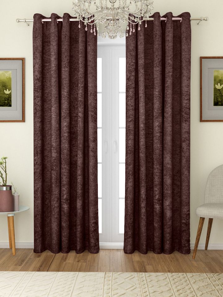 Romee Coffee Brown Set Of 2 Solid Room Darkening Door Curtains And Sheers For Uni 9236773 Myntra Romee Coffee Brown Set Of 2 Solid, Black And Brown Curtains