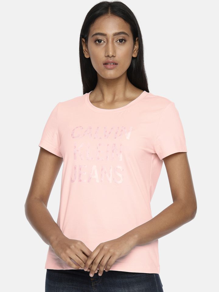 Calvin klein jeans t shirt pink on sale