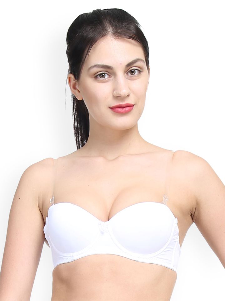 Buy Quttos White Solid Underwired Lightly Padded Push Up Bra QT BR